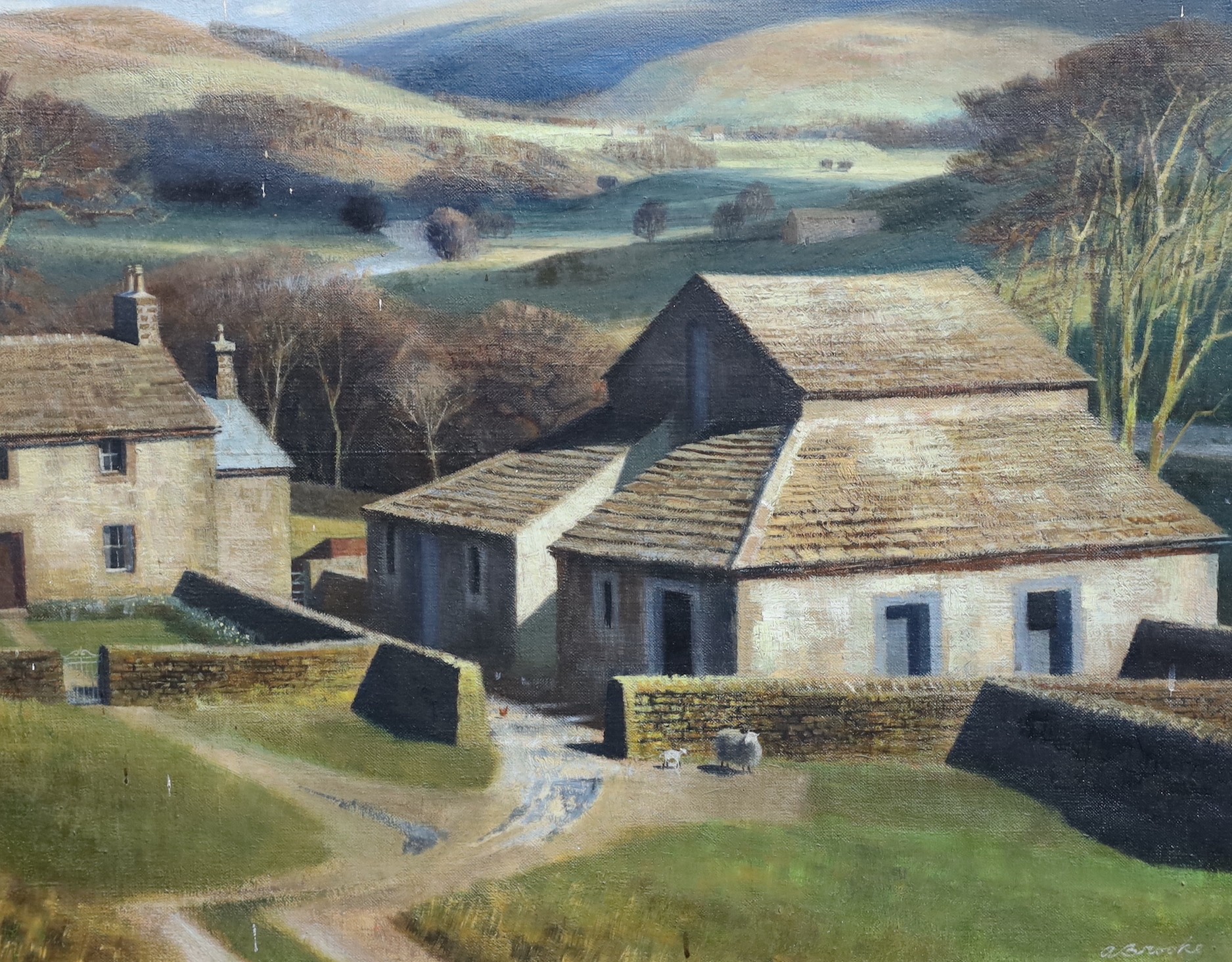 Anne Isabella Brooke (1916-2002), 'Near Barden, Wharfdale' &'Wharfdale from Grass Woods', Oil on canvas (2), 40 x 50 cm & 35 x 55cm.